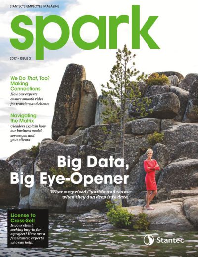 Cover of Spark, Stantec’s employee magazine, 2017 issue 3